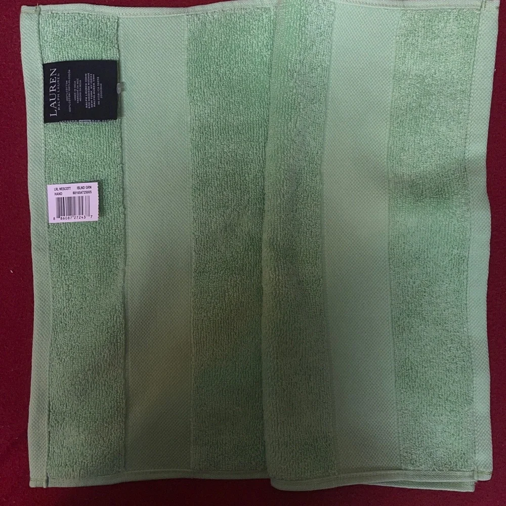LAUREN RALPH LAUREN WESCOTT Island Green 100% COTTON HAND TOWEL 28”x 16” NWT